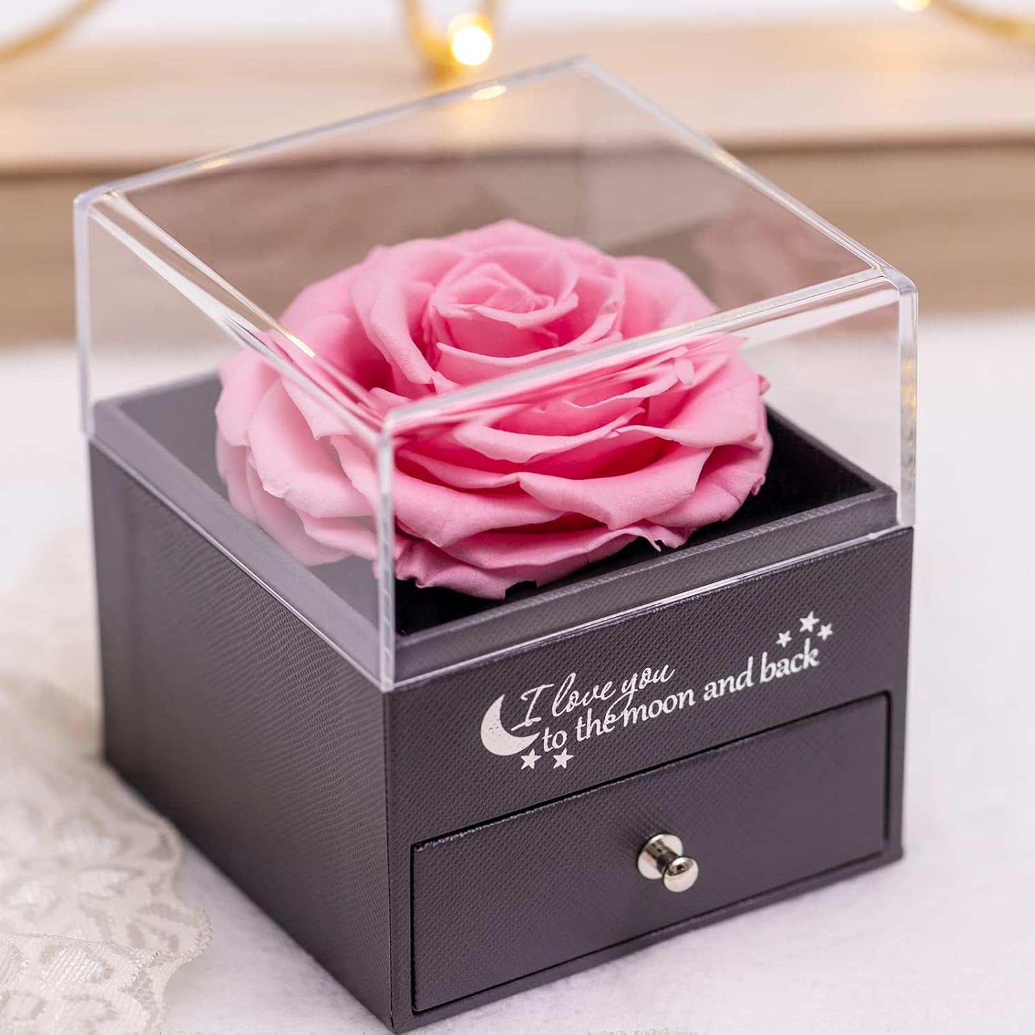 Preserved Real Rose Birthday Gifts for Women, Eternal Rose with “I Love You” 100 Languages Necklace Gifts for Her Girlfriend Mom on Anniversary Birthday Christmas Valentines Day Mothers Day