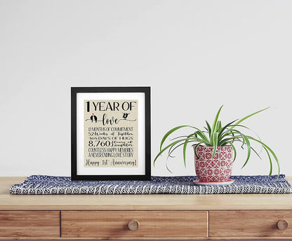 1St Anniversary Burlap Print, 1 Year as Husband & Wife, Gifts for Couples First Anniversary, Her Him One Year Anniversary