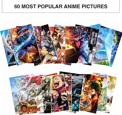 Anime Wall Collage Kit Aesthetic 60 PCS Anime Room Decor 4.2X6.2 Inch Small Anime Posters Manga Collage Kit, Anime Pictures for Wall Collage Kit